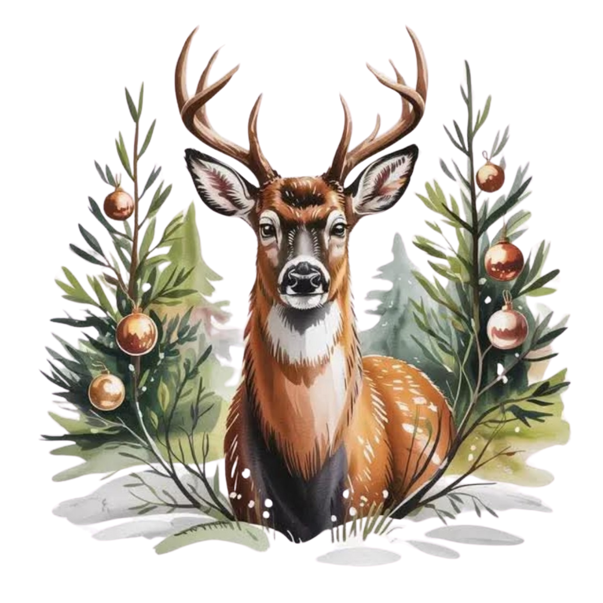 DEER WITH CHRISTMAS TREES