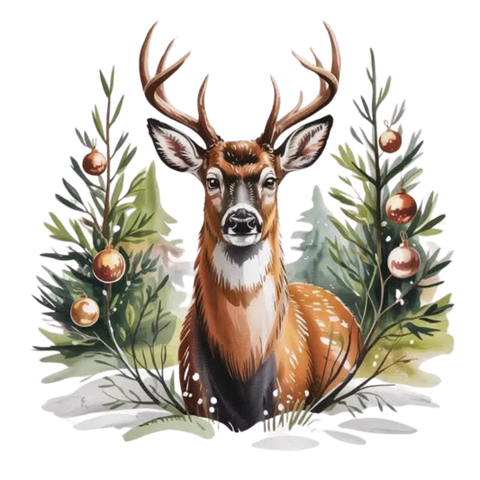 DEER WITH CHRISTMAS TREES