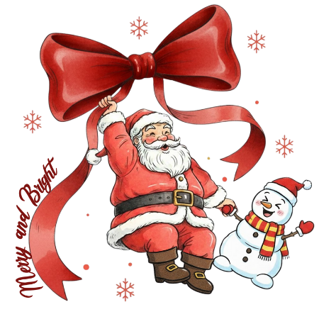 SANTA SNOWMAN RED RIBBON