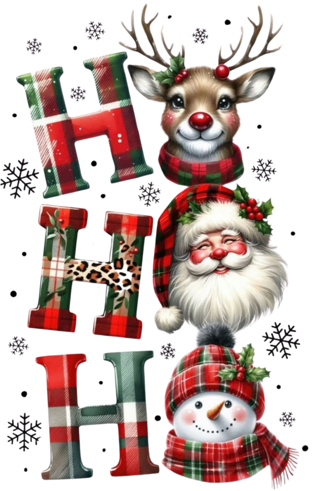 RED AND GREEN PLAID HO HO HO