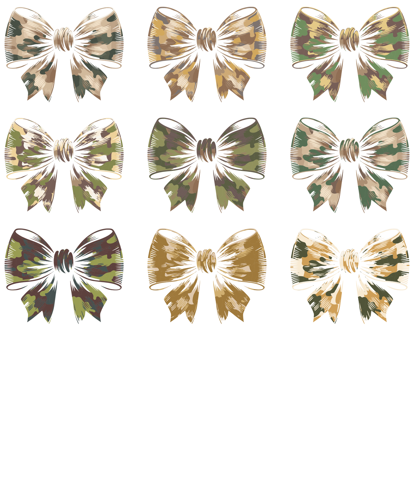 NINE CAMO BOWS