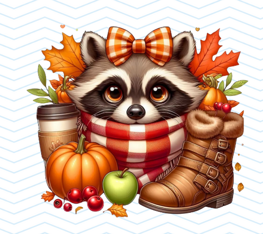 FALL RACCOON IN SCARF