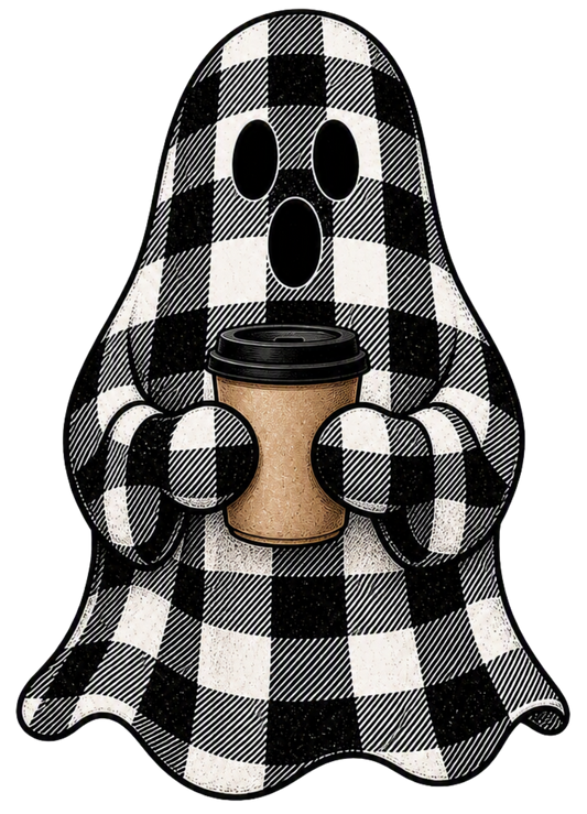 PLAID GHOST WITH COFFEE