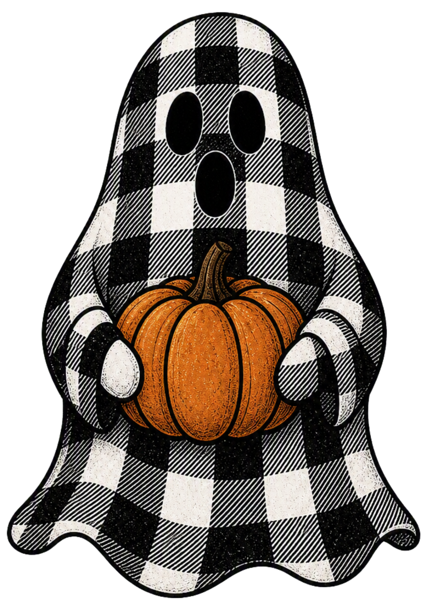 PLAID GHOST WITH PUMPKIN