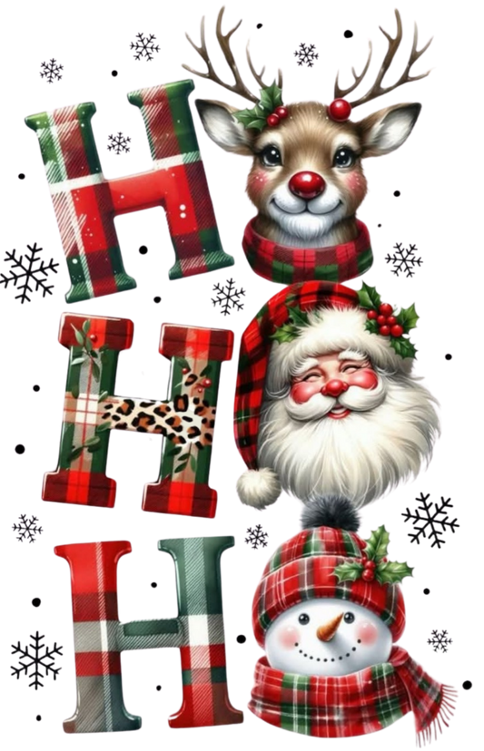 RED AND GREEN PLAID HO HO HO