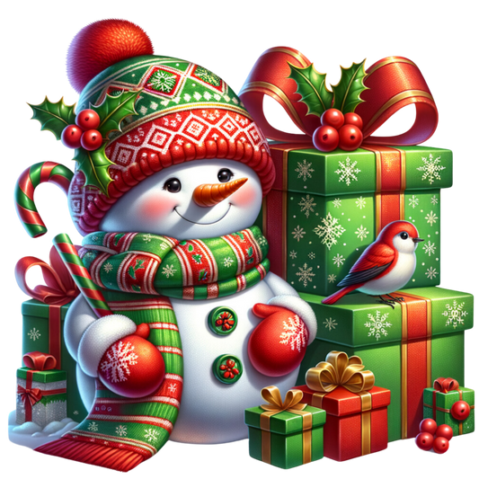RED AND GREEN SNOWMAN