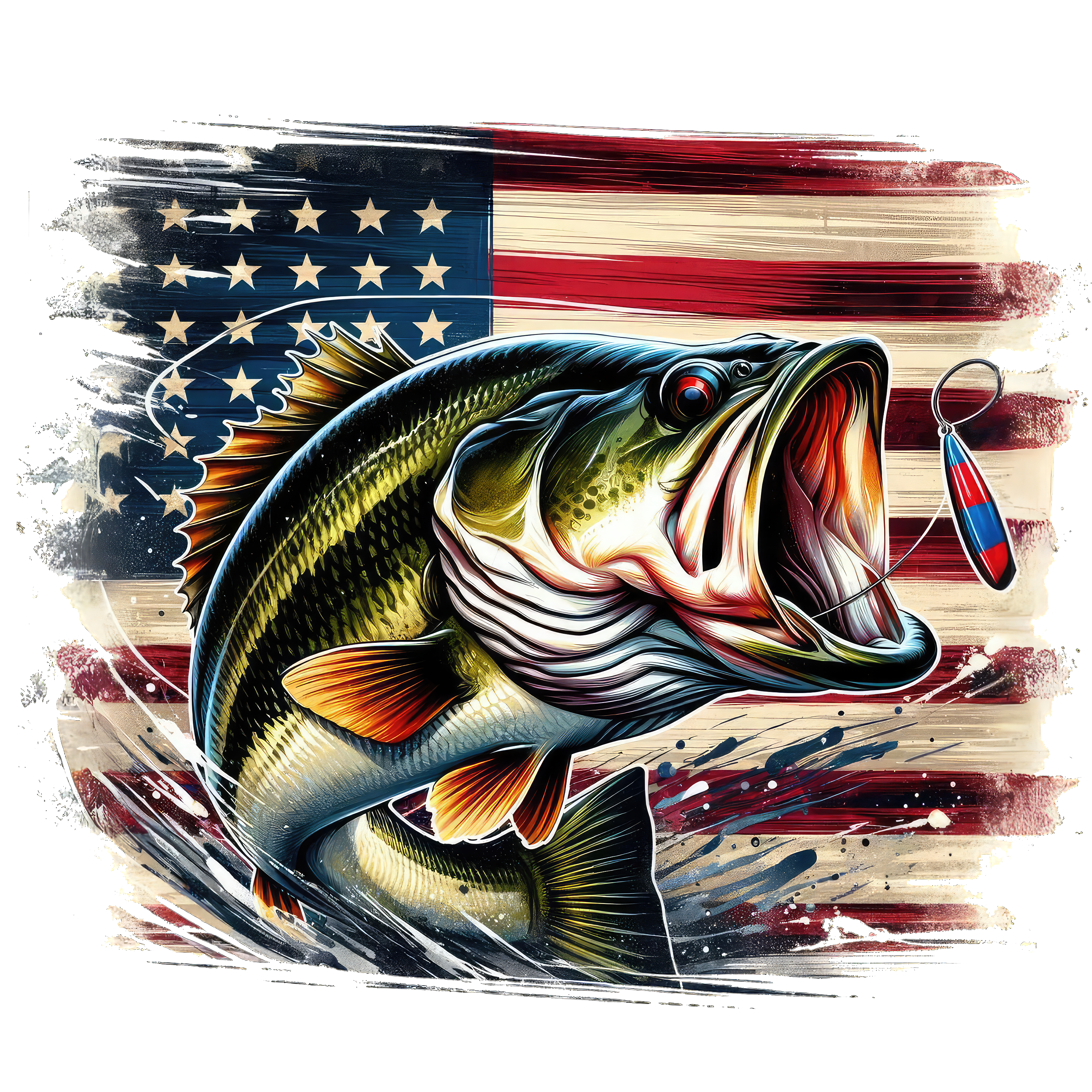 FISH ON AMERICAN FLAG