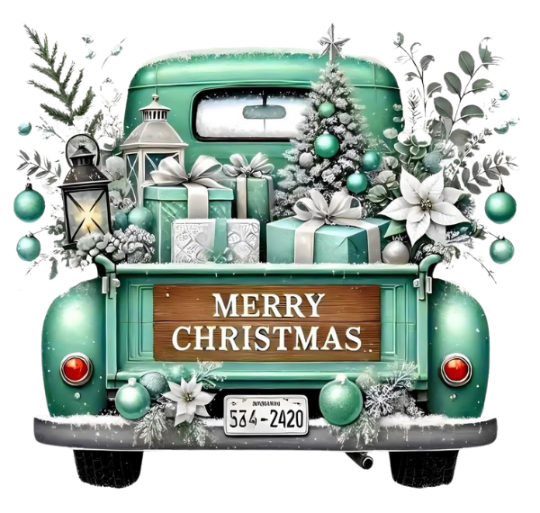 TEAL MERRY CHRISTMAS TRUCK