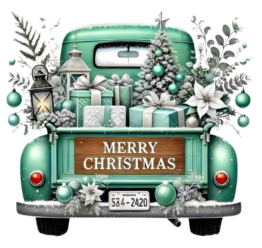 TEAL MERRY CHRISTMAS TRUCK
